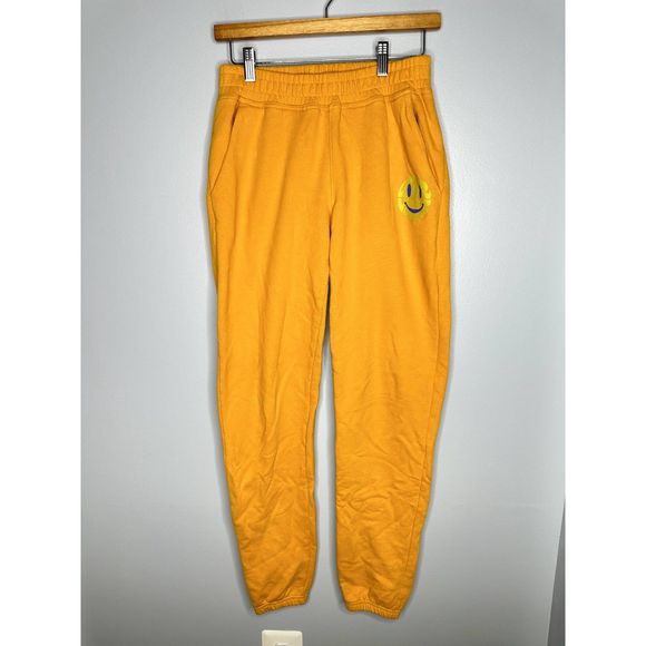 Outdoor Voices Hikers Club Sweatpants Jogger XS Yellow Happy Smiley Face - Picture 2 of 6